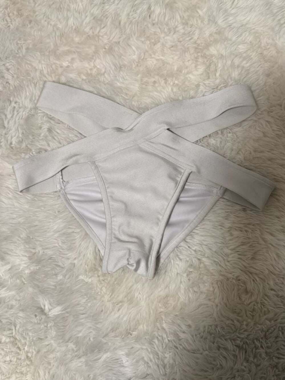 iHeartRaves White Criss Cross Strappy Scrunch Back Rave Bottoms